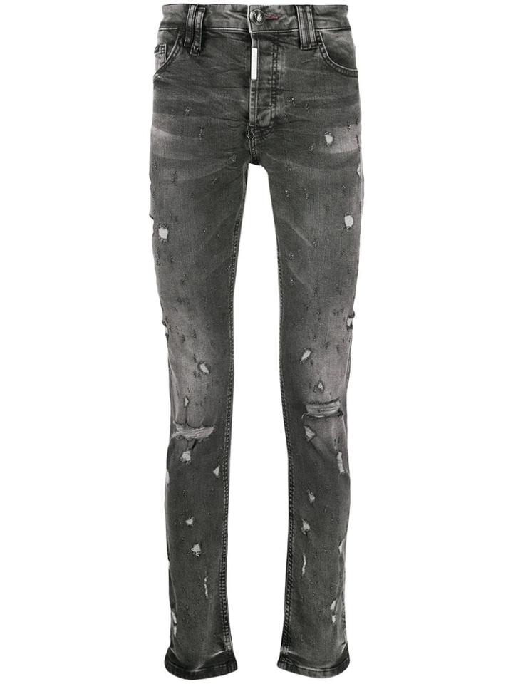 Philipp Plein Super Straight Statement Jeans - Grey