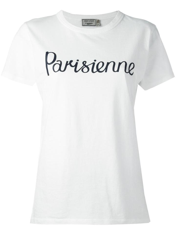 Maison Kitsuné 'parisienne' Print T-shirt, Women's, Size: Large, White, Cotton