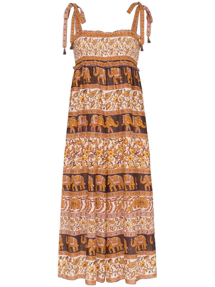 Zimmermann Elephant Paisley Smocked Jumpsuit - Brown