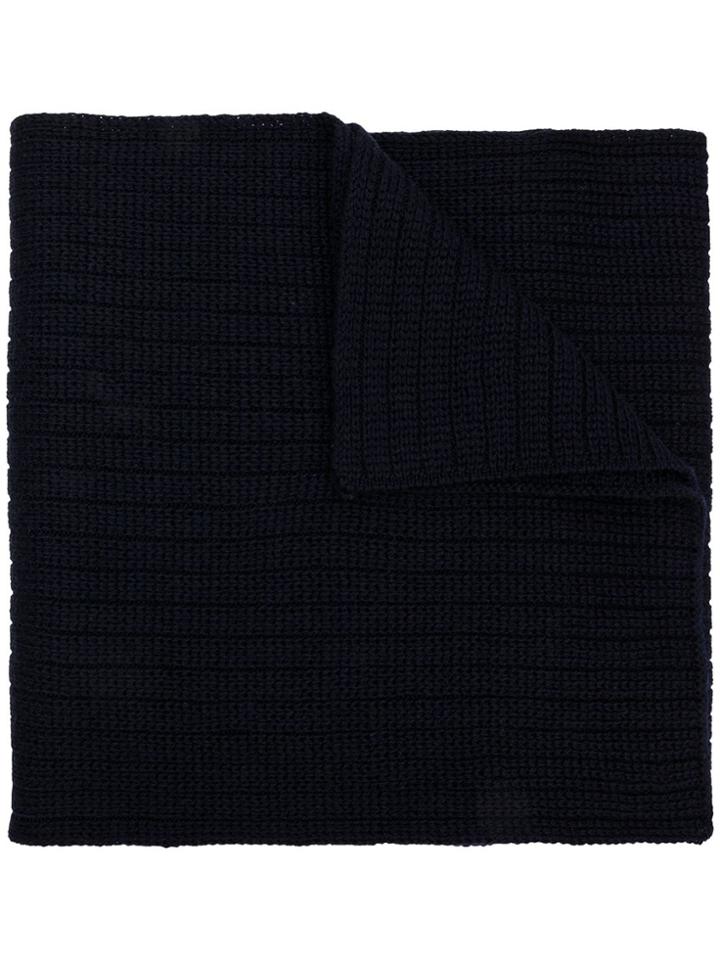 Moncler Ribbed Knitted Scarf - Blue
