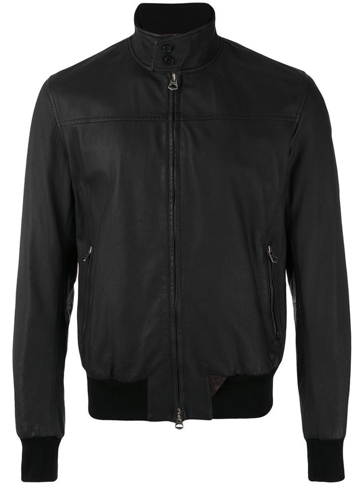 Stewart - Zip Up Jacket - Men - Cotton/leather/acetate - Xl, Black, Cotton/leather/acetate