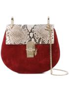 Chloé - Drew Shoulder Bag - Women - Calf Leather/python Skin/calf Suede - One Size, Red, Calf Leather/python Skin/calf Suede