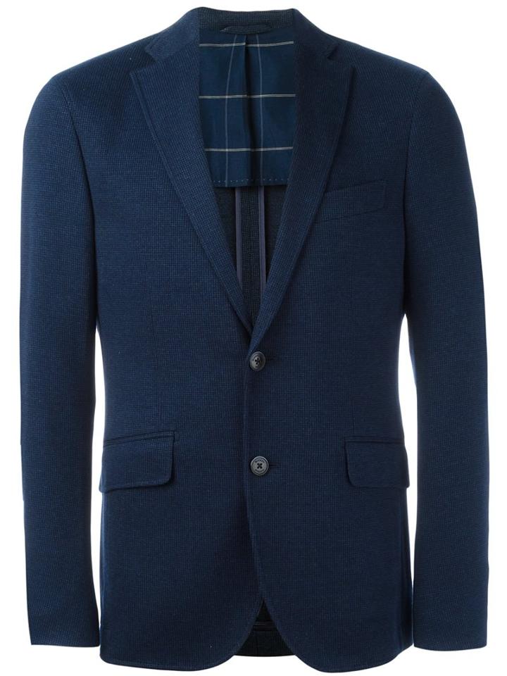 Hackett Notched Lapel Blazer, Men's, Size: 48, Blue, Cotton/cupro/wool