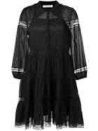 Philosophy Di Lorenzo Serafini Lace Insert Flared Dress, Women's, Size: 38, Black, Cotton
