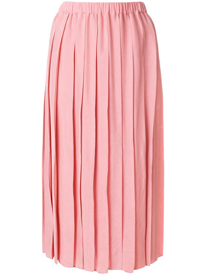 Sara Lanzi Pleated Midi Skirt - Pink & Purple