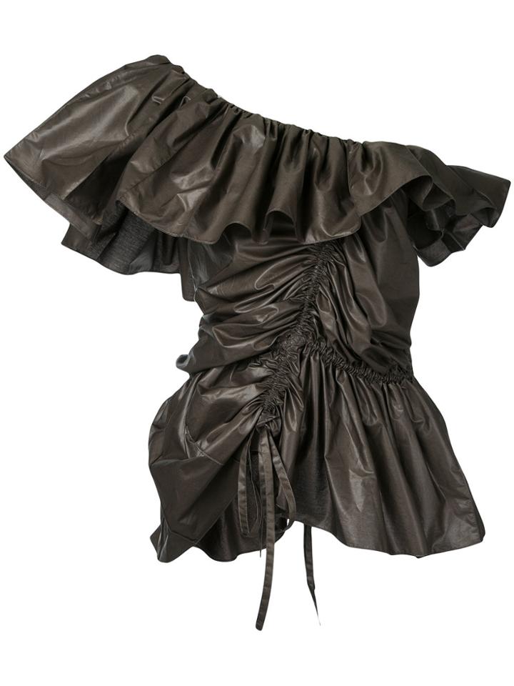 Lemaire Asymmetric Ruffle Top - Green