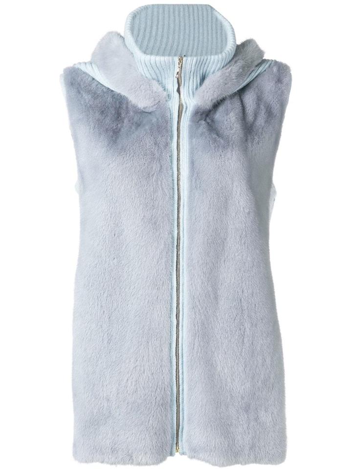Liska Hooded Sleeveless Jacket - Blue