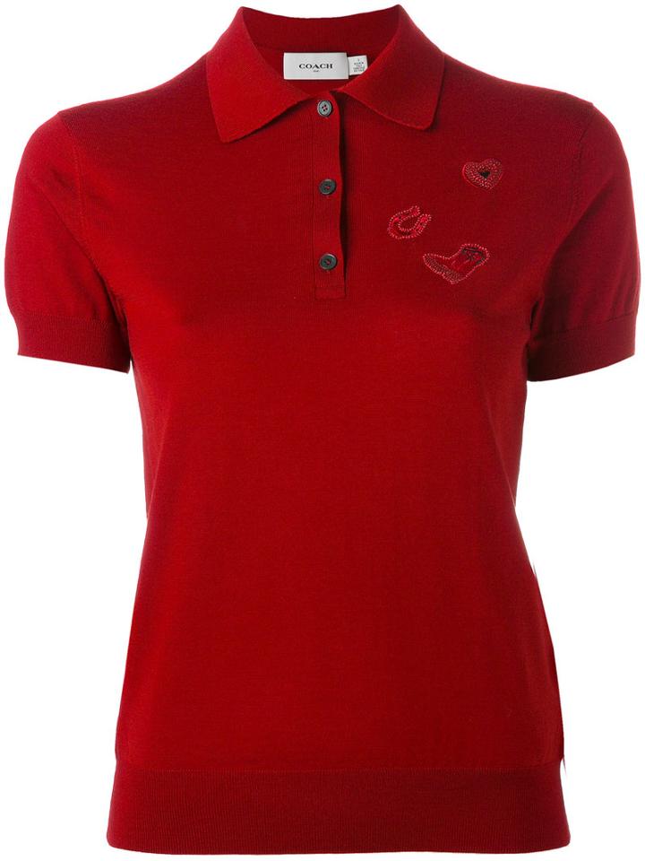 Coach - Short Sleeve Polo Shirt - Women - Wool - S, Red, Wool