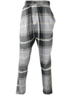 Vivienne Westwood Man Checked Drop-crotch Trousers, Men's, Size: 52, Grey, Polyamide/spandex/elastane/viscose/cotton