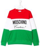 Moschino Kids Teen Striped Logo Print Sweatshirt - Red
