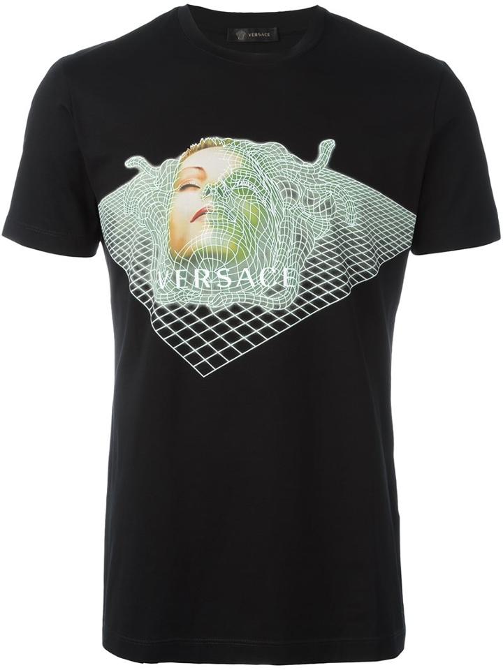 Versace Digital Medusa T-shirt, Men's, Size: Xl, Black, Cotton/spandex/elastane