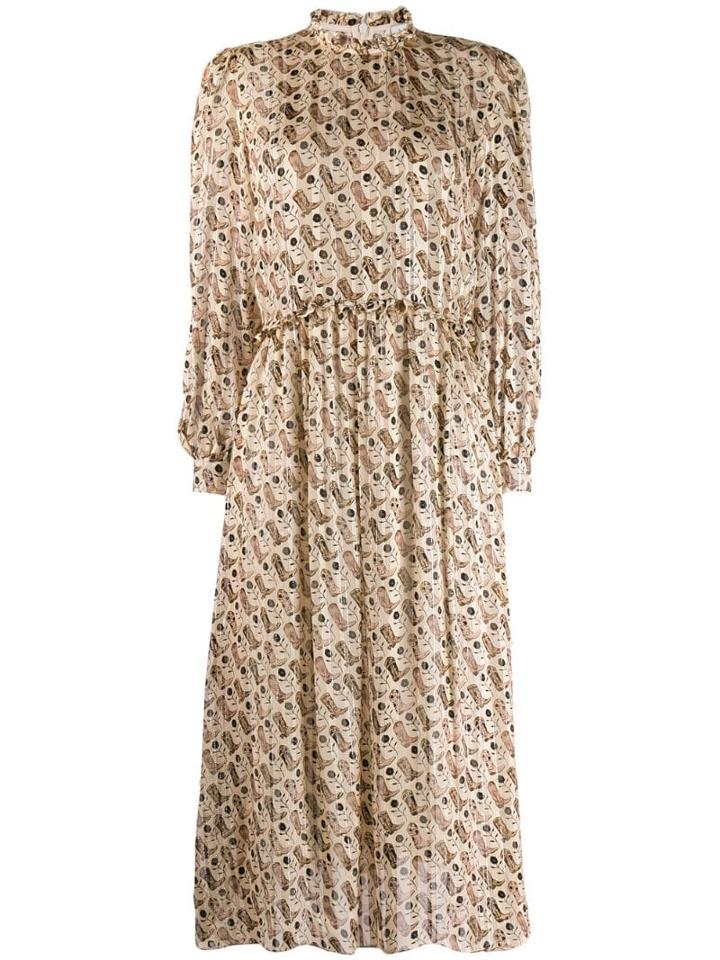 Sandro Paris Boot Print Midi Dress - Neutrals
