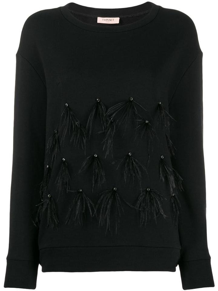 Twin-set Feathered Sleeve Jumper - Black
