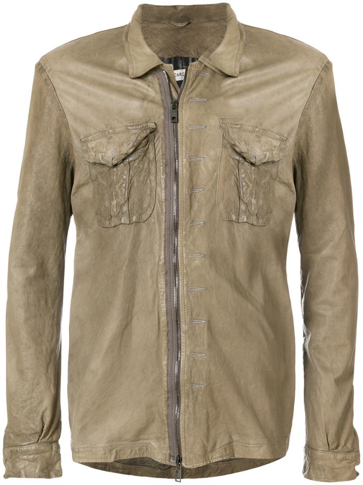 Giorgio Brato Creased Zipped Jacket - Nude & Neutrals