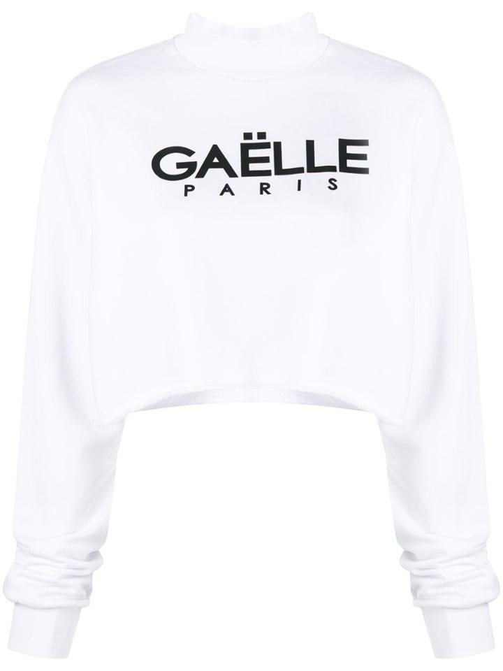 Gaelle Bonheur Cropped Logo Sweatshirt - White