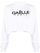 Gaelle Bonheur Cropped Logo Sweatshirt - White