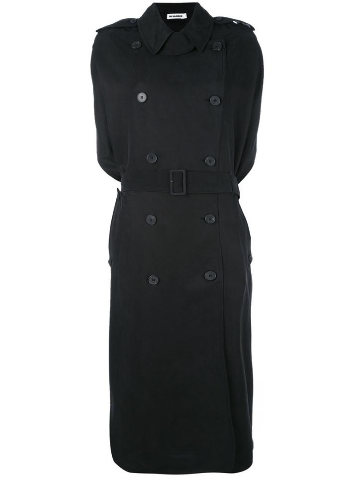 Jil Sander - Double Breasted Coat - Women - Silk/cupro - 36, Black, Silk/cupro