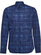 Prada Blurry Plaid Print Shirt - Blue