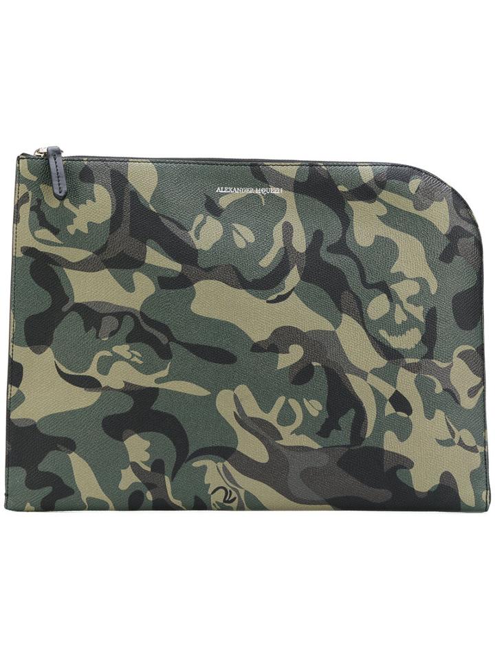Alexander Mcqueen - Camo Skull Clutch - Men - Calf Leather - One Size, Green, Calf Leather
