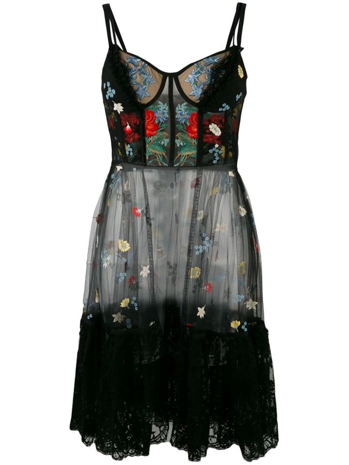 Alexander Mcqueen Embroidered Sheet Dress - Black