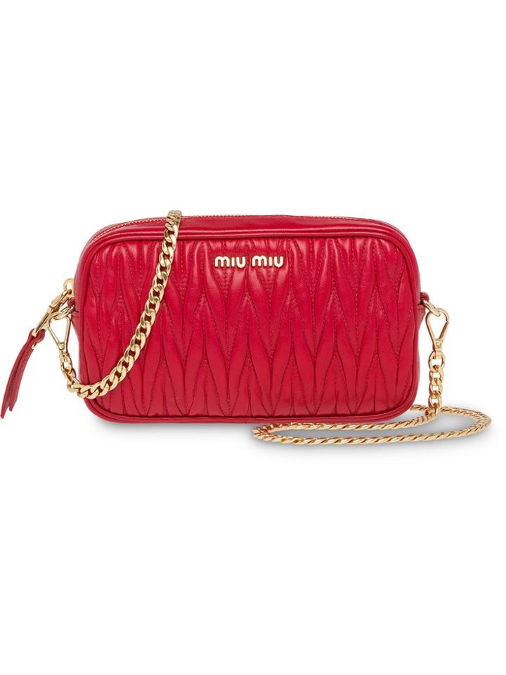 Miu Miu Matelassé Leather Belt Bag - Red