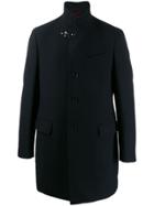 Fay Textured Single-breasted Coat - Blue