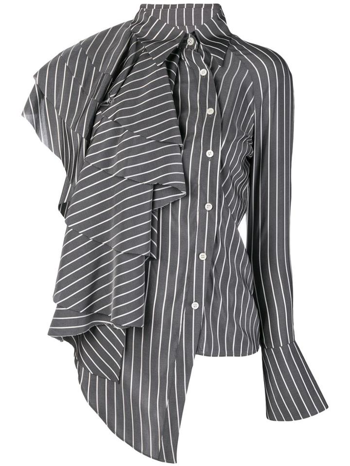 Almaz Ruffled One Shoulder Shirt - Grey