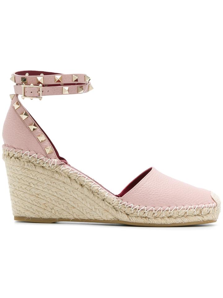 Valentino Rockstud Ankle Strap Espadrilles - Pink & Purple
