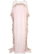 Marchesa Embellished Draped-sleeve Gown - Pink