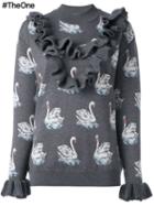 Stella Mccartney Swan Print Knitted Top, Women's, Size: 40, Grey, Virgin Wool