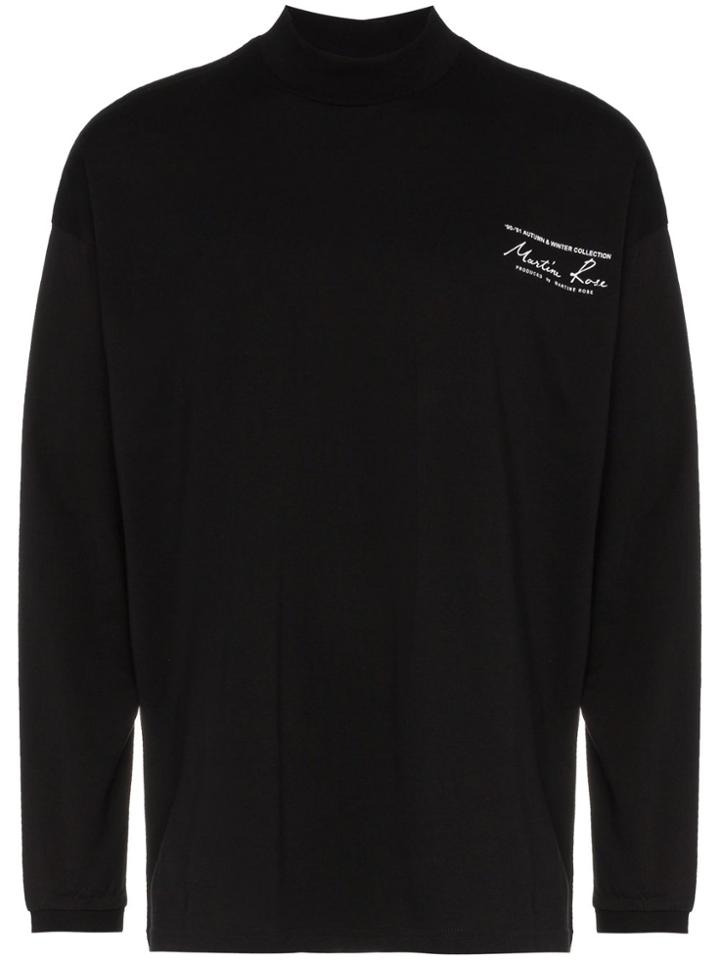 Martine Rose Long Sleeve High Neck Logo Print-shirt - Black