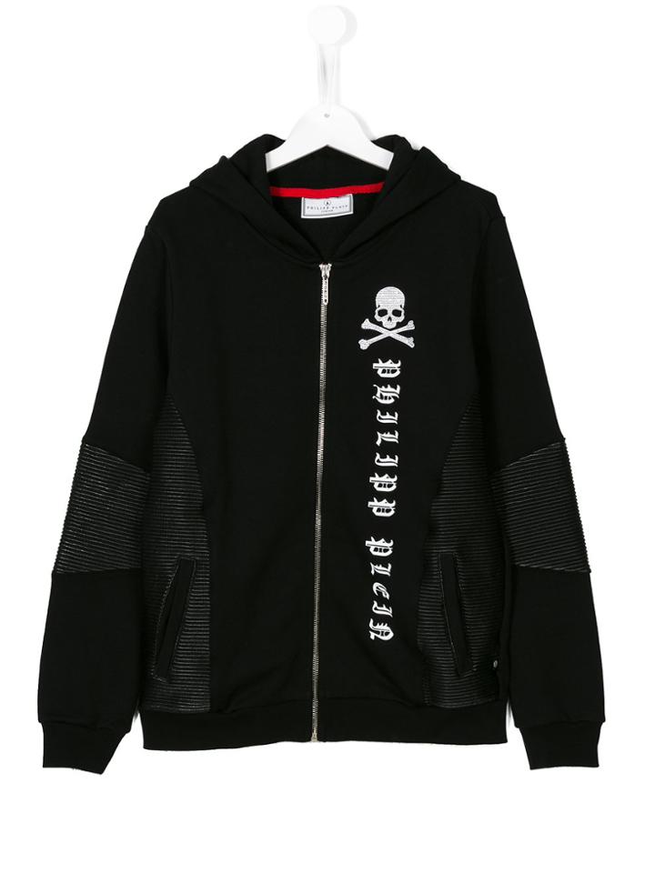 Philipp Plein Junior Zip Front Printed Hoodie - Black