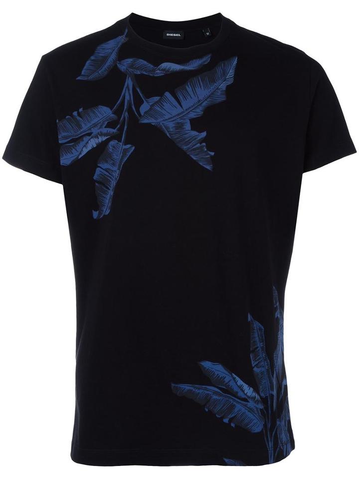 Diesel Tropical Print T-shirt, Men's, Size: Medium, Black, Cotton