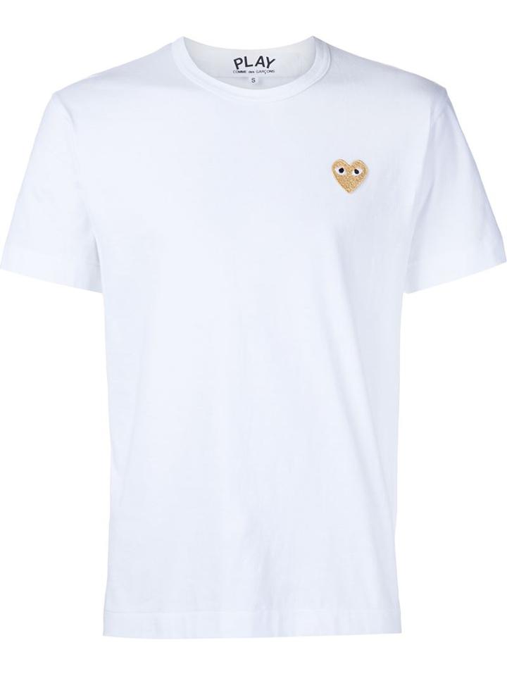 Comme Des Garçons Play Heart Application T-shirt, Men's, Size: Small, White, Cotton