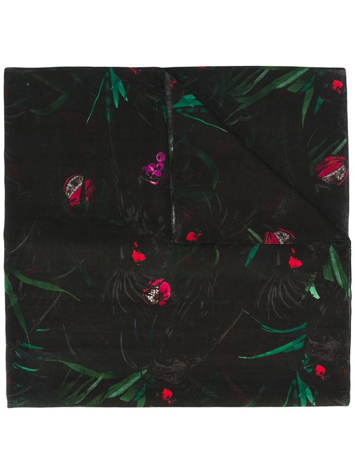Ps By Paul Smith Plant Print Scarf, Women's, Black, Silk/cotton