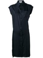 Maison Margiela Cap Sleeve Shirt Dress, Women's, Size: 42, Blue, Silk