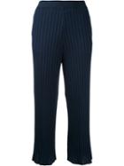 Loveless - Cropped Rib Knit Trousers - Women - Cotton/rayon - 36, Blue, Cotton/rayon