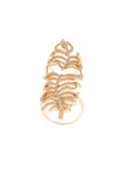 Elise Dray Leaf Cuff Ring - Metallic