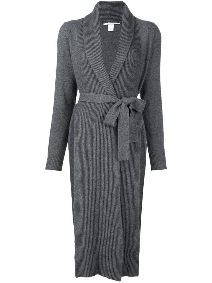 Rosetta Getty Ribbed Cardi-coat, Women's, Size: Medium, Grey, Cashmere/wool
