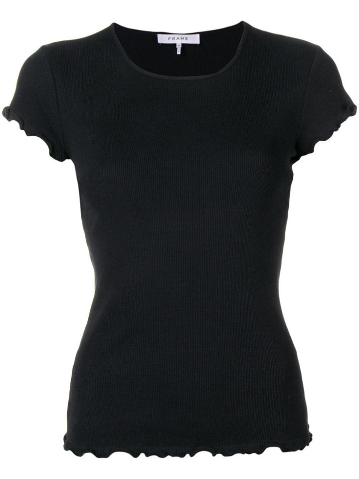 Frame Ruffle Trim T-shirt - Black