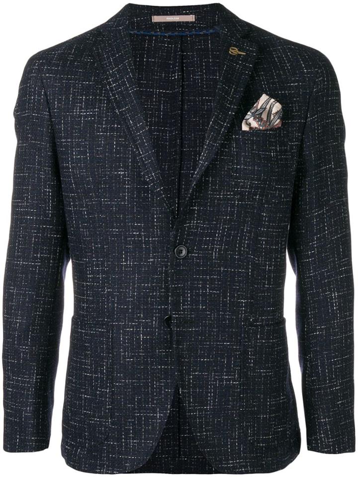 Paoloni Front Button Blazer - Blue
