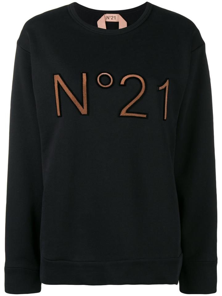 No21 Logo Printed Loose Sweatshirt - Black