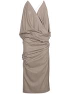 Jacquemus Fitted Midi Dress With Gathered Waist - Nude & Neutrals