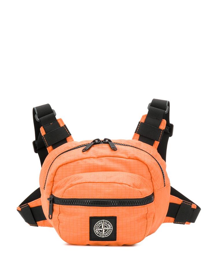 Stone Island Logo Embroidered Belt Bag - Orange