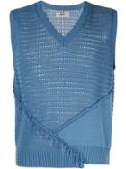 Necessity Sense Frayed Detail Knitted Vest - Black