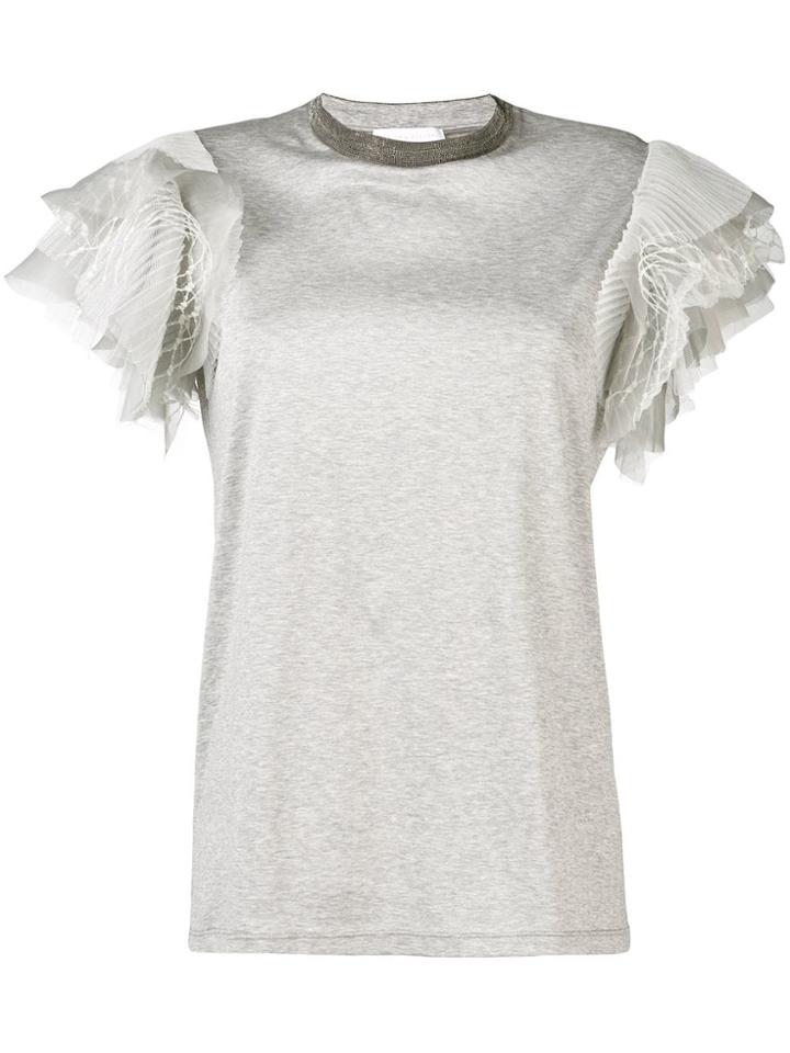 Fabiana Filippi Ruffle Sleeves T-shirt - Grey