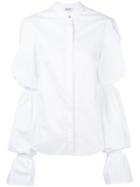 Dondup - Gathered Sleeve Shirt - Women - Cotton/spandex/elastane - 44, White, Cotton/spandex/elastane