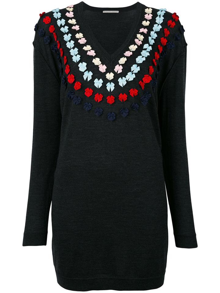 Marco De Vincenzo - Bow Appliqué Jumper - Women - Polyester/wool - 38, Grey, Polyester/wool