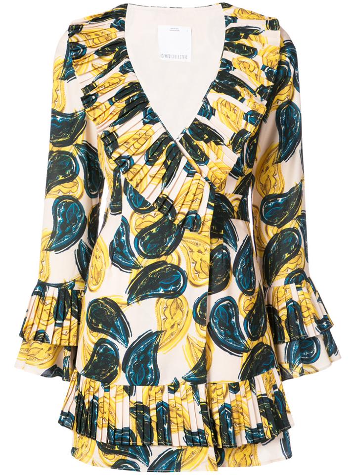 C/meo Paisley Ruffle Mini Dress - Yellow & Orange