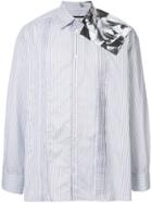 Raf Simons Pinstriped Shirt With Photo Print On The Shoulder - White